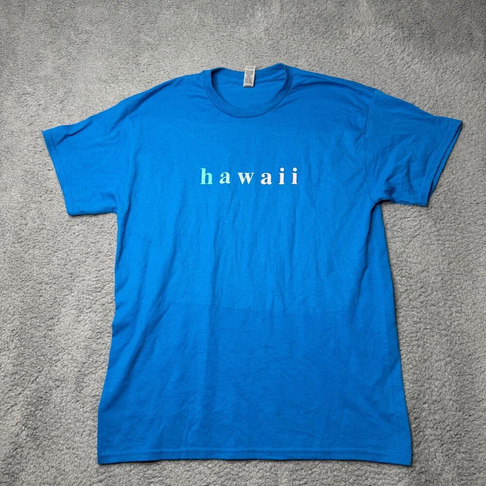 Hawaii T Shirt Adult Large Blue Graphic Short Sleeve